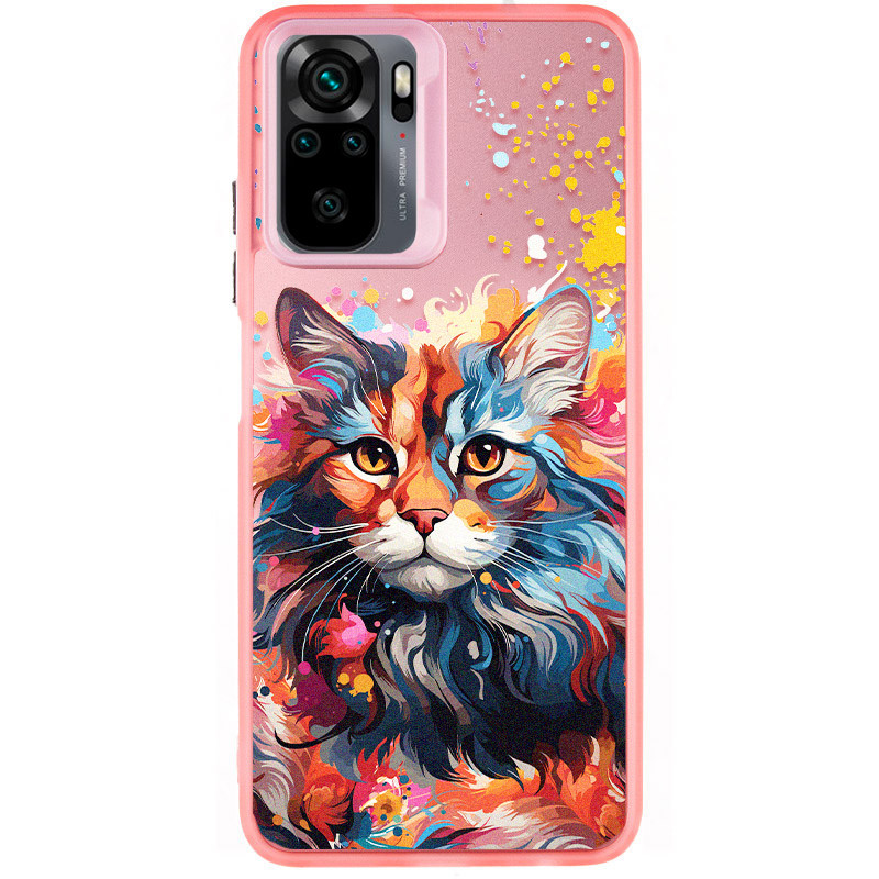 TPU+PC чехол TakiTaki Magic glow для Xiaomi Redmi Note 10 / Note 10s (Cat / Pink)