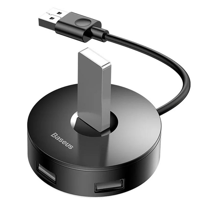 Фото Перехідник HUB Baseus Round Box USB to USB 3.0 + 3USB 2.0 (1m) (CAHUB) (Чорний) в маназині vchehle.ua