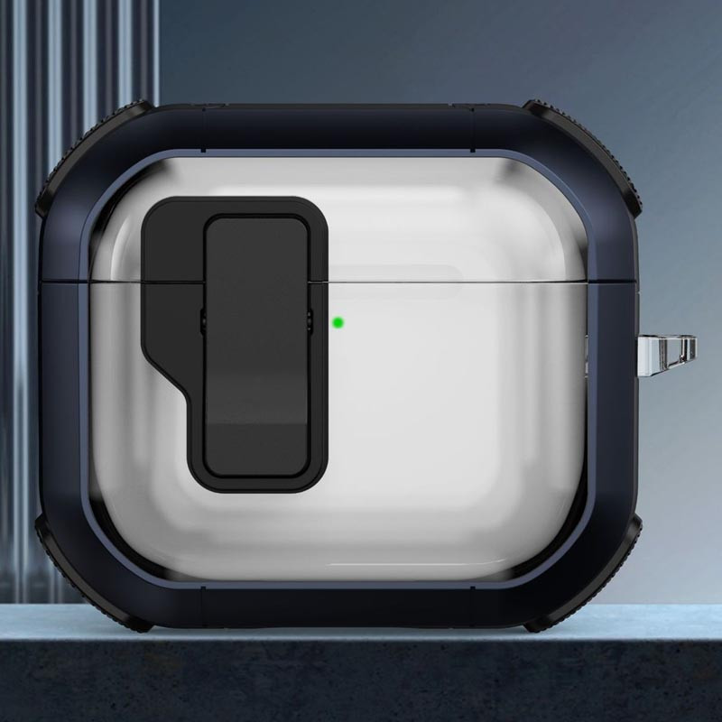 Фото Футляр противоударный Locking Button для наушников Airpods 3 (Blue) на vchehle.ua