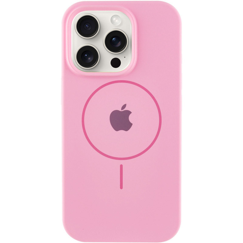 Чохол Silicone Case Full Protective (AA) with Magnetic Safe на Apple iPhone 15 Pro (6.1") (Рожевий / Light pink)