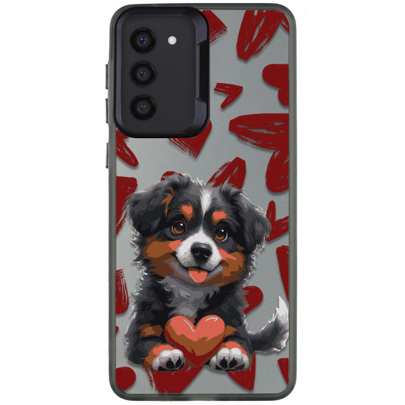 TPU+PC чехол TakiTaki Love magic glow для Samsung Galaxy S23+ (Lovely dog / Black)