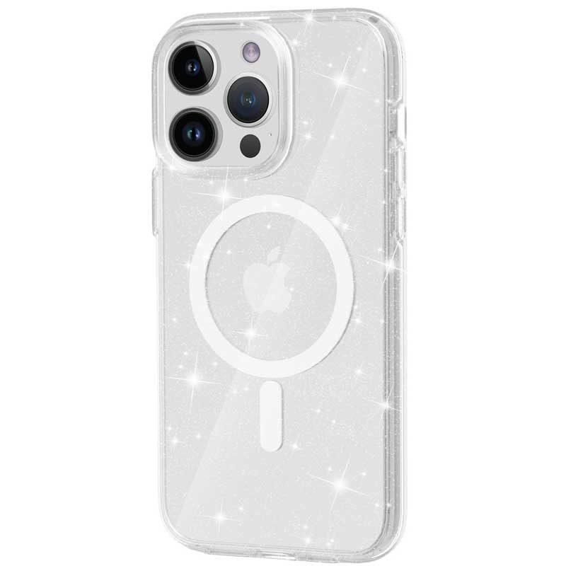 Чехол TPU Galaxy Sparkle (MagFit) для Apple iPhone 15 Pro Max (6.7") (Clear+Glitter)