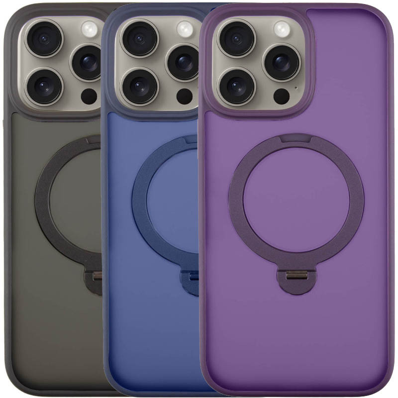 TPU+PC чехол Metal Buttons with Magnetic Safe Colorful HQ Ring для Apple iPhone 15 Pro Max (6.7")