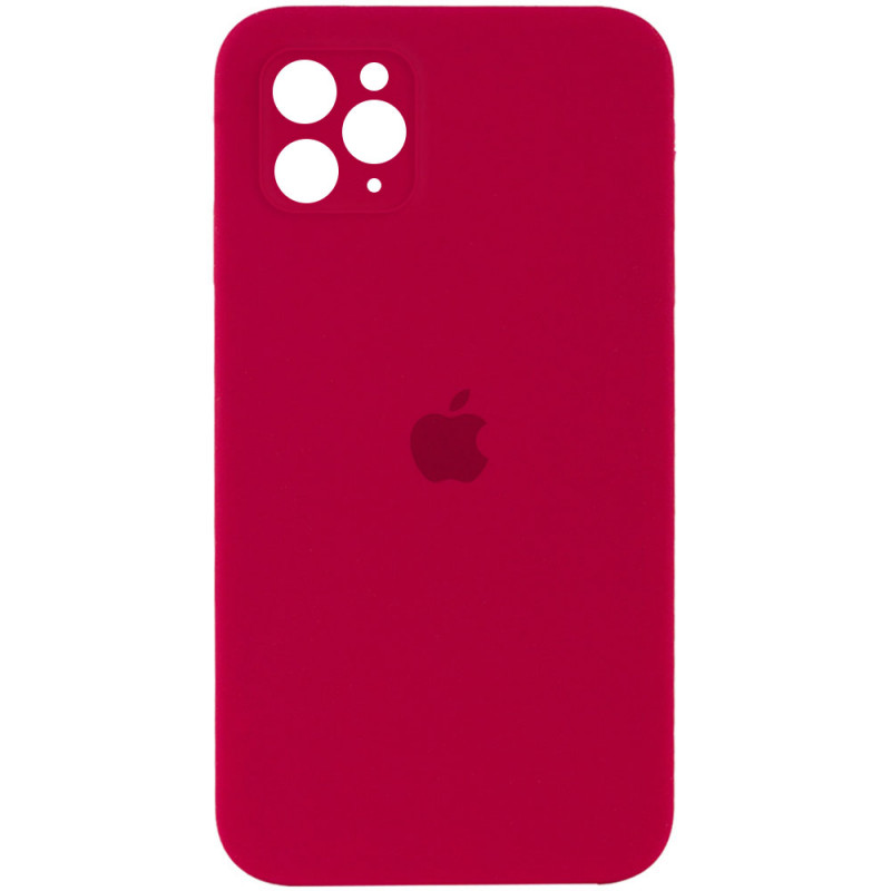 Чехол Silicone Case Square Full Camera Protective (AA) для Apple iPhone 11 Pro (5.8") (Красный / Rose Red)