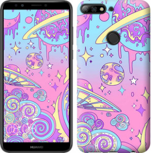 Чехол Розовая галактика для Huawei Y7 Prime (2018)