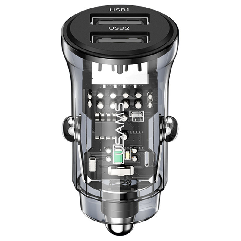 АЗП Usams US-CC162 C31 2 Ports A+A (Transparent black)