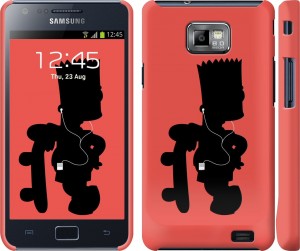 Чехол на Samsung Galaxy S2 i9100 Барт на красном фоне