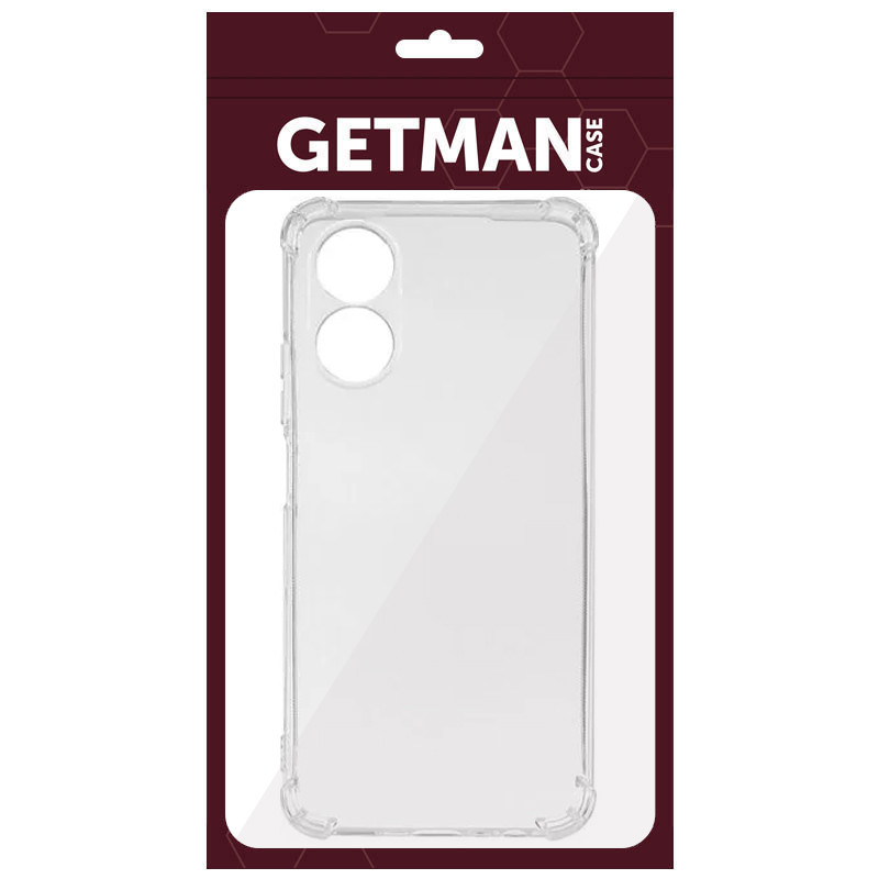 Купить TPU чехол GETMAN Ease logo усиленные углы Full Camera для Oppo A78 4G (Бесцветный (прозрачный)) на vchehle.ua