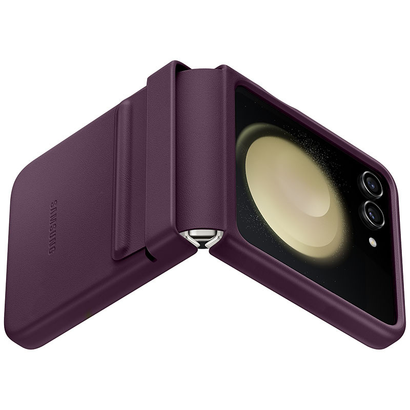 Кожаный чехол Leather Case (AAA) для Samsung Galaxy Z Flip5 (Purple) в магазине vchehle.ua