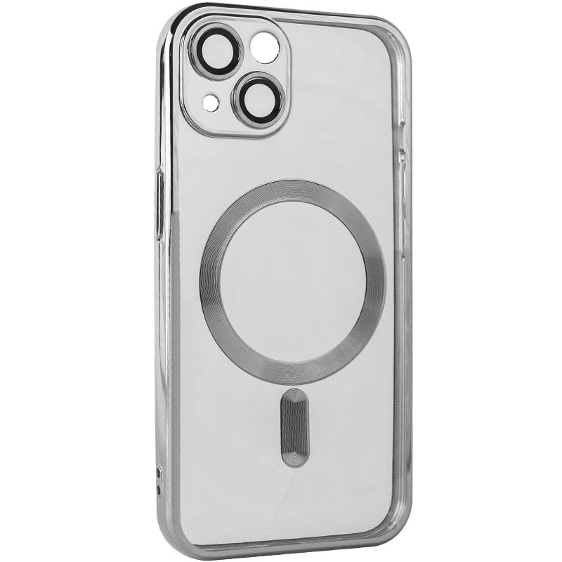 TPU чохол Fibra Chrome with Magnetic safe на Apple iPhone 13 (6.1") (Silver)