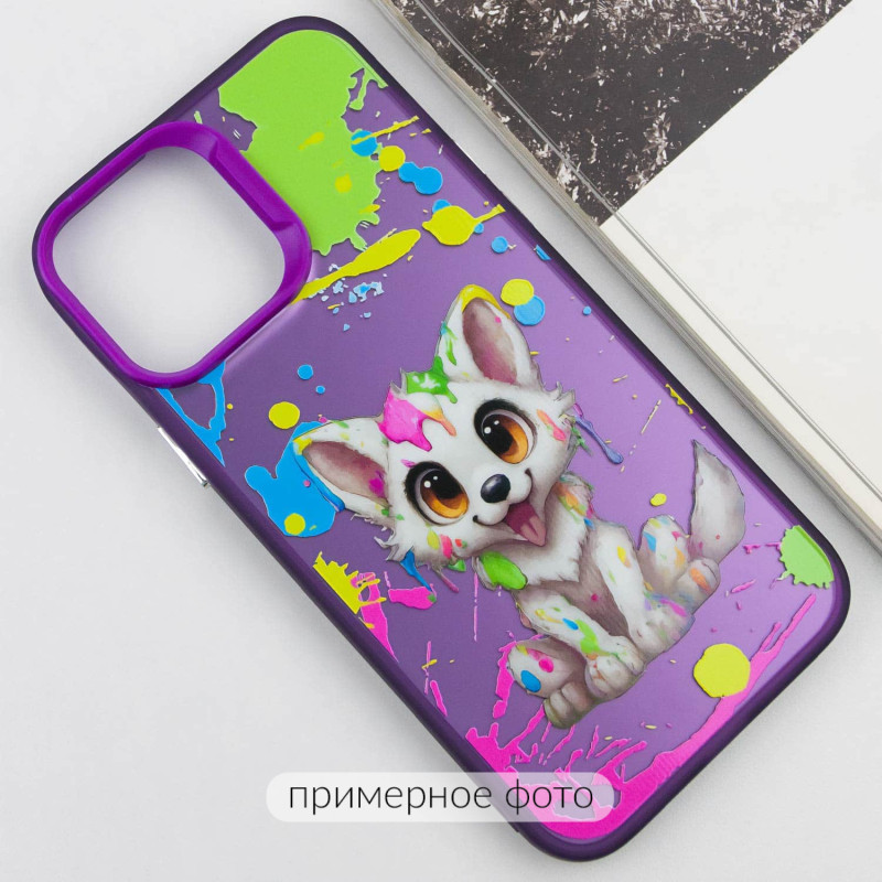 Фото TPU+PC чохол TakiTaki Graffiti magic glow на Samsung Galaxy S23 Ultra (Cute wolf / Purple) в маназині vchehle.ua
