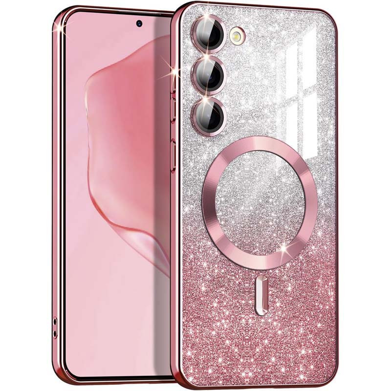 TPU чохол Delight case with Magnetic Safe з захисними лінзами на камеру на Samsung Galaxy S22 (Рожевий / Rose Gold)