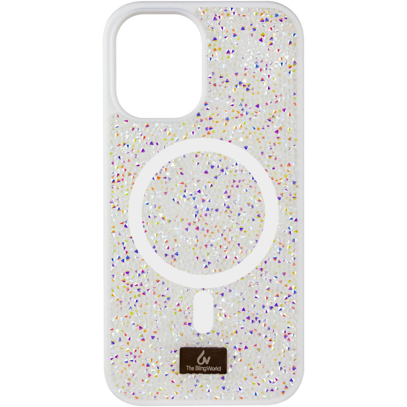 TPU чохол Bling World Rock Diamond with Magnetic Safe на Apple iPhone 14 (6.1") (White)