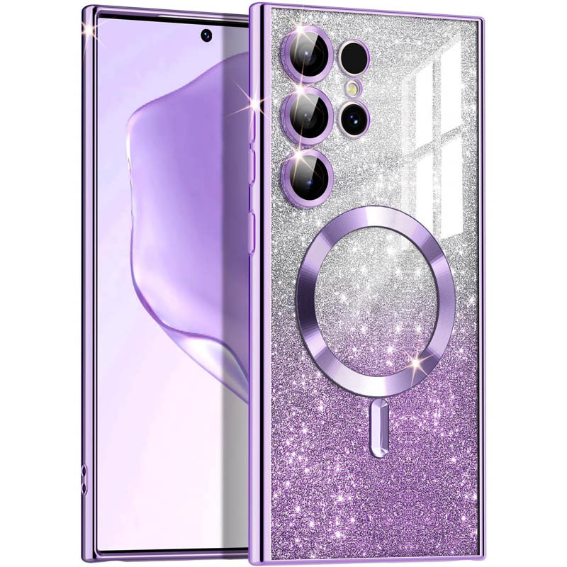 TPU чехол Delight case with Magnetic Safe с защитными линзами на камеру для Samsung Galaxy S21 Ultra (Фиолетовый / Purple)