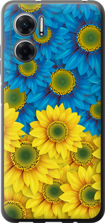 Чехол Жёлто-голубые цветы для Xiaomi Redmi Note 11E