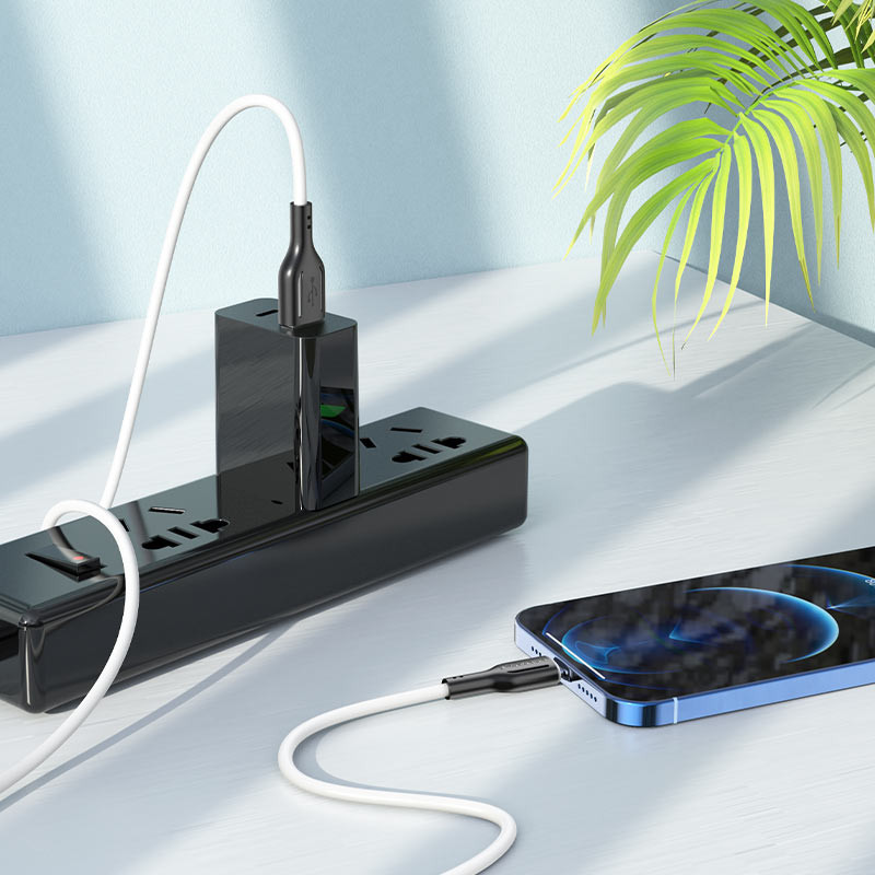 Дата кабель Borofone BX63 USB to Lightning (1m) (Черно - белый) в магазине vchehle.ua