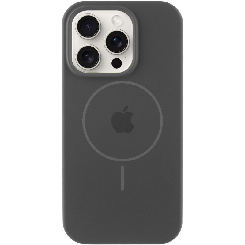 Чехол Silicone Case Full Protective (AA) with Magnetic Safe для Apple iPhone 12 Pro / 12 (6.1") (Серый / Dark Gray)