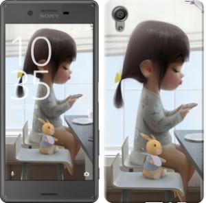 Чехол Милая девочка с зайчиком для Sony Xperia X F5122