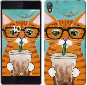 Чехол Зеленоглазый кот в очках для Sony Xperia Z3