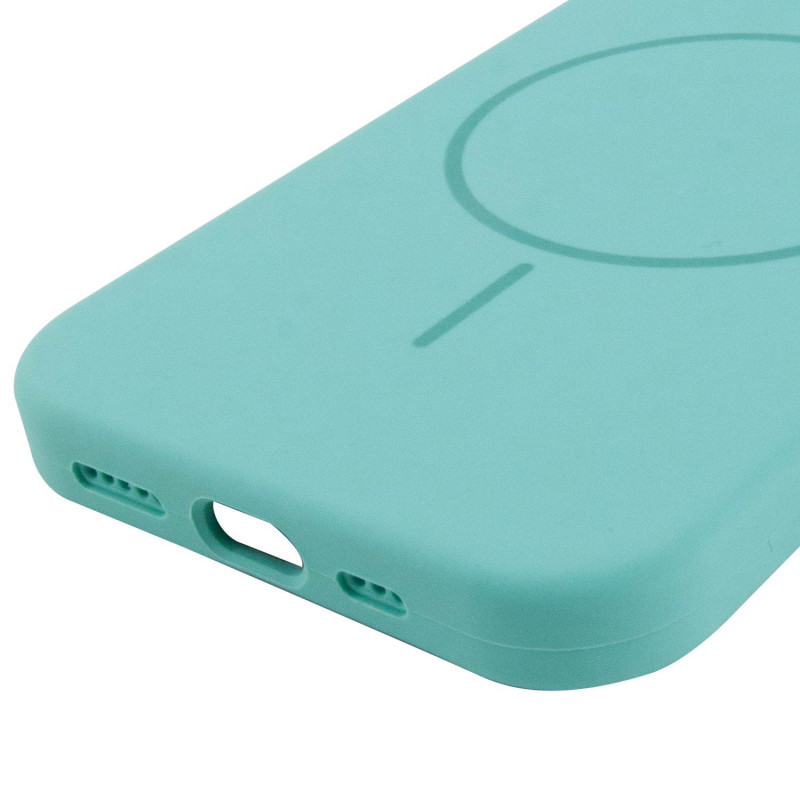 Купити Чохол Silicone Case Full Protective (AA) NO LOGO with Magnetic Safe на Apple iPhone 15 (6.1") (Бірюзовий / Marine Green) на vchehle.ua