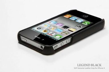 Кожаная накладка SGP (4 цвета) для iPhone 4 (legend black) в магазине vchehle.ua