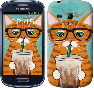 Чехол Зеленоглазый кот в очках для Samsung Galaxy S3 mini