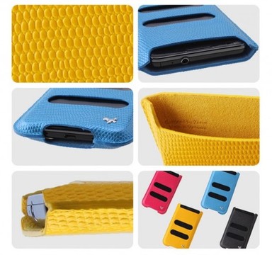 Фото Кожаный чехол-футляр Zenus Lizard Functional Pouch (желтый) для Samsung i9100 Galaxy S 2 (Желтый) на vchehle.ua