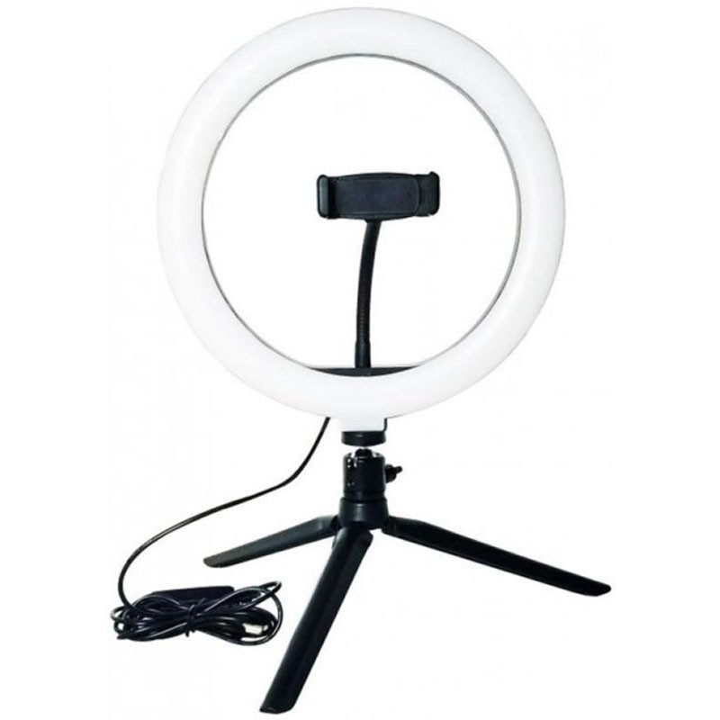Фото Кольцевая светодиодная LED лампа с триподом и микрофоном Gelius Pro Blogger Set Life Hack GP-BS001 (Black) в магазине vchehle.ua