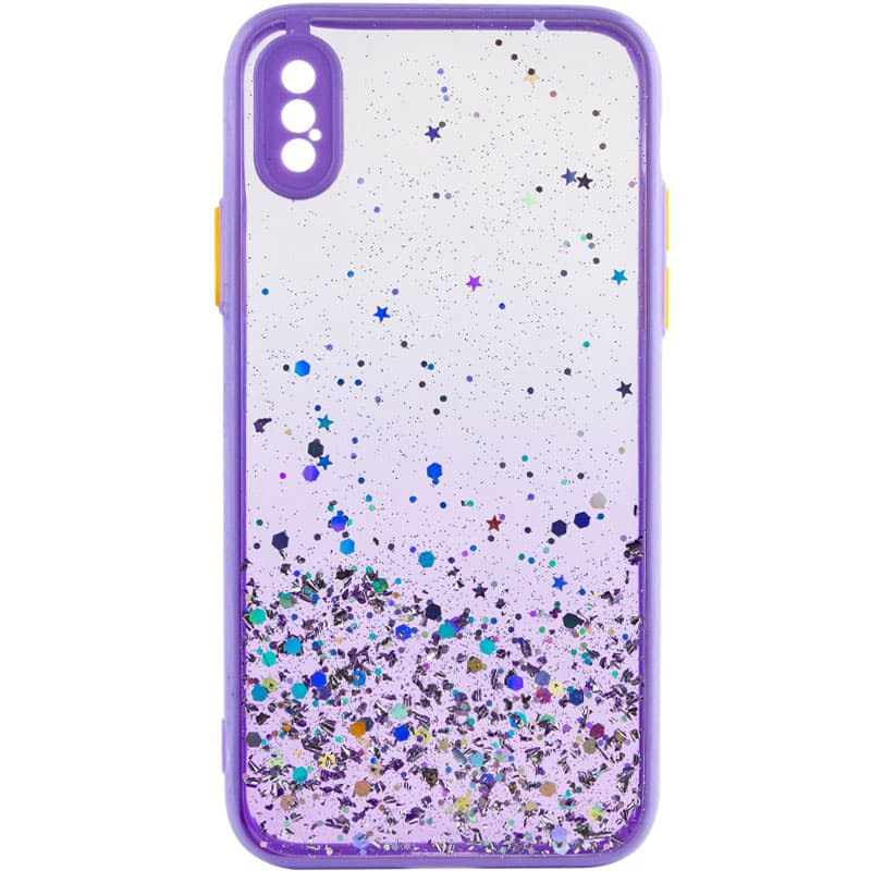 TPU чехол Spangle star с защитой камеры для Apple iPhone X / XS (5.8") (Сиреневый)