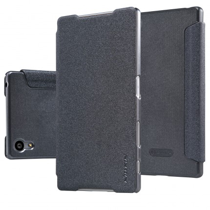 Кожаный чехол (книжка) Nillkin Sparkle Series для Sony Xperia Z5 (Черный)