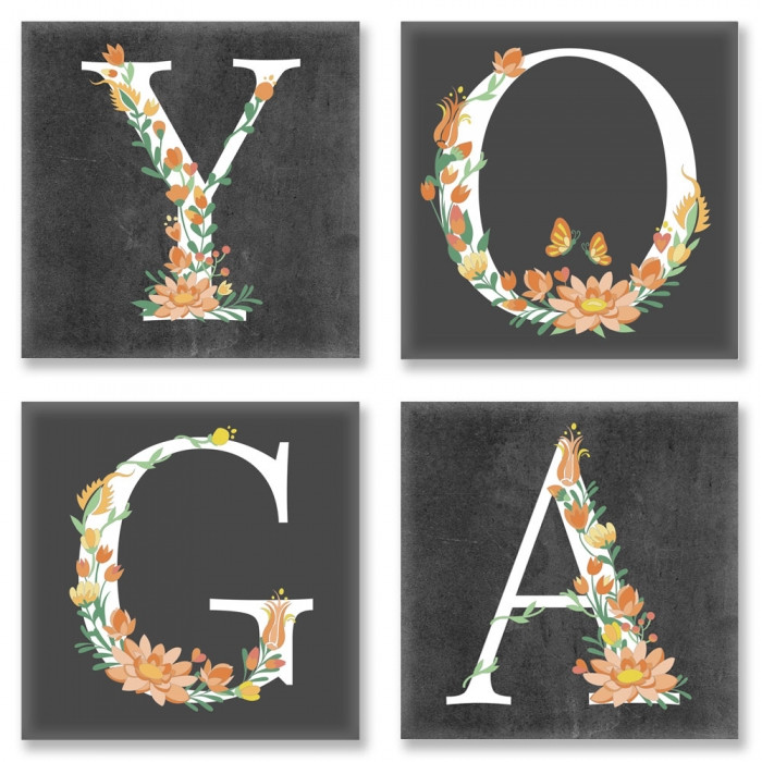 Набор для росписи по номерам. YOGA лофт 18*18 см*4 шт. CH118 (Разноцветный)