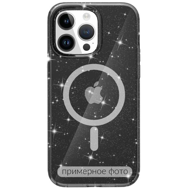 Фото Чохол TPU Galaxy Sparkle (MagFit) на Apple iPhone 16 (6.1") (Black+Glitter) в маназині vchehle.ua