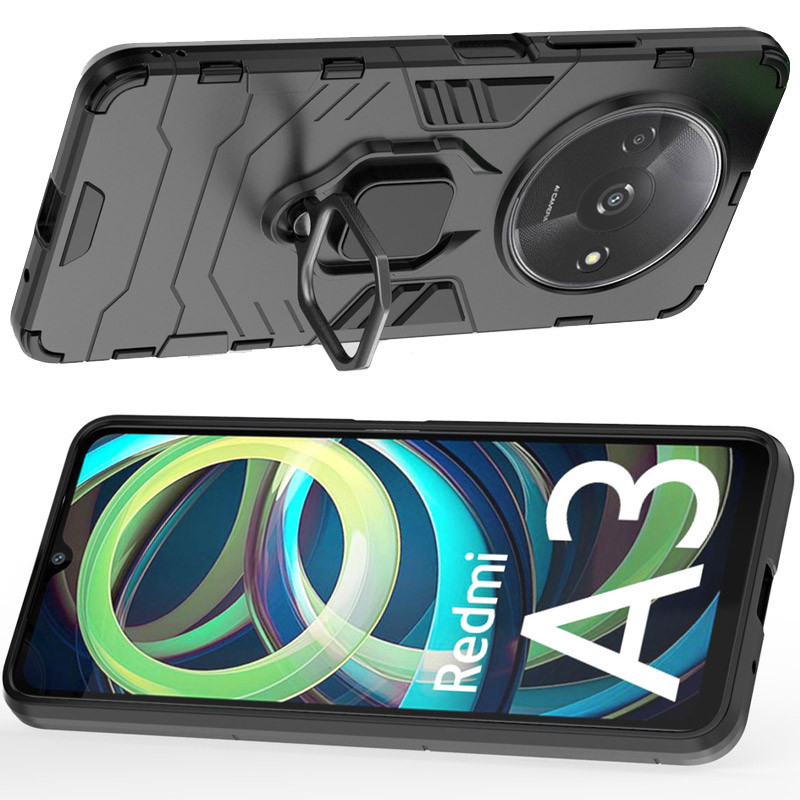 Ударопрочный чехол Transformer Ring for Magnet для Xiaomi Redmi A3 (Черный / Soul Black) в магазине vchehle.ua