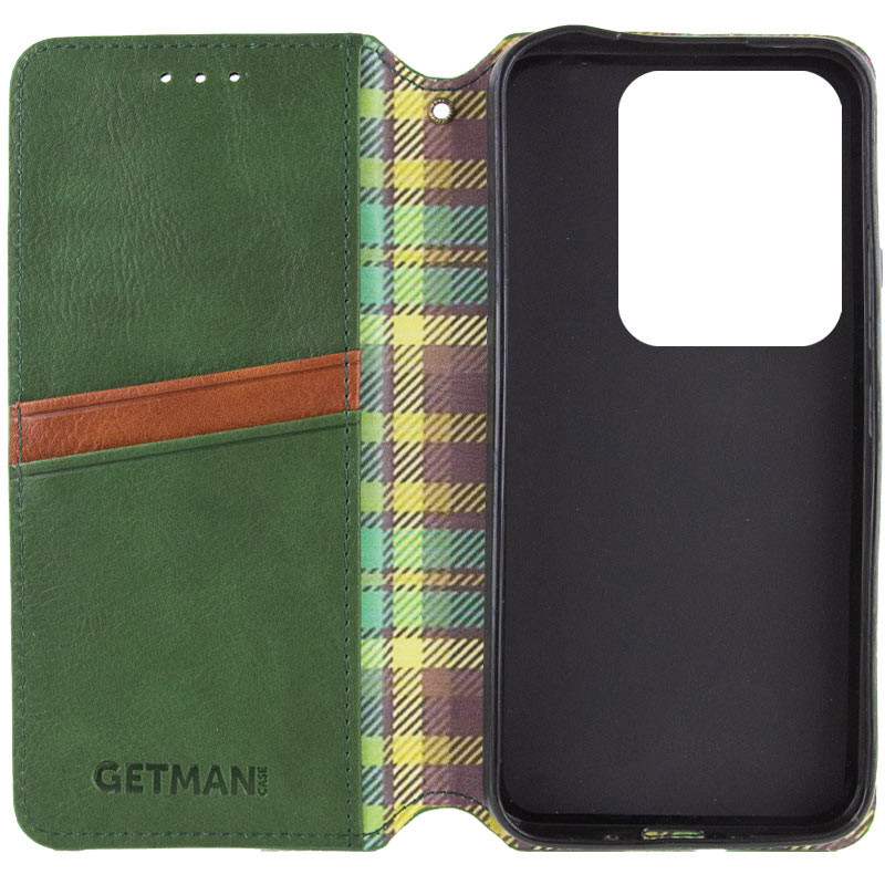 Купити Шкіряний чохол-книжка GETMAN Cubic (PU) на Xiaomi Redmi Note 13 Pro 4G / Poco M6 Pro 4G (Зелений) на vchehle.ua