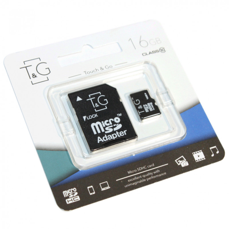 Фото Карта памяти T&G (UHS-1) microSDHC Class 10 - 16GB (с адаптером) (Черный) на vchehle.ua