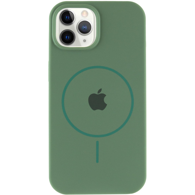Фото Чохол Silicone Case Full Protective (AA) with Magnetic Safe на Apple iPhone 12 Pro Max (6.7") (Зелений / Pine green) на vchehle.ua