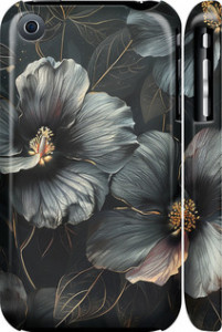 Чохол Чорні квіти на iPhone 3Gs