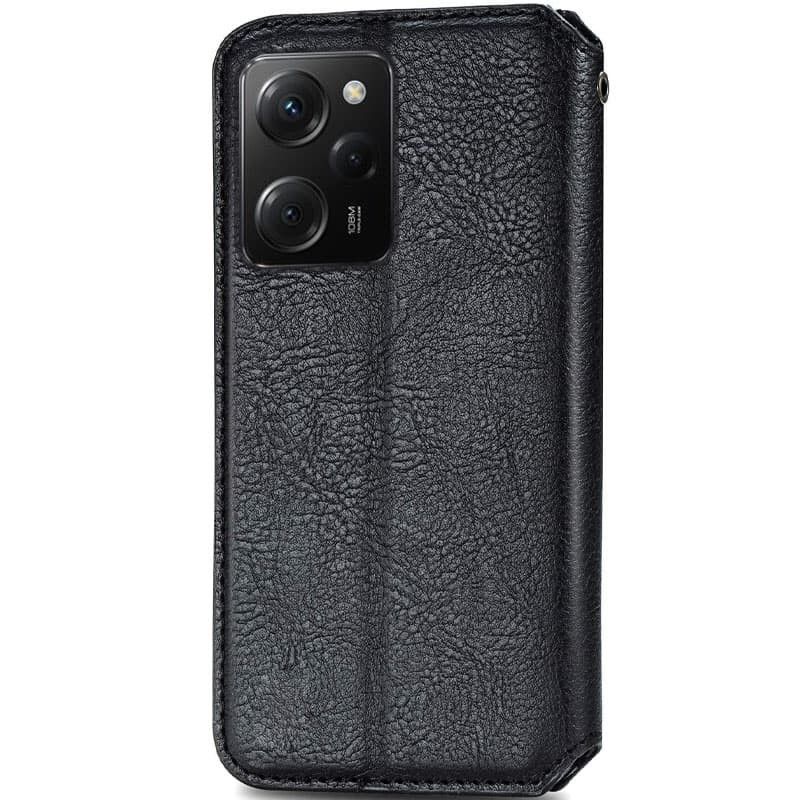 Фото Кожаный чехол книжка GETMAN Cubic (PU) для Xiaomi Poco X5 Pro (Черный) на vchehle.ua