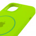 Чохол Silicone Case Full Protective (AA) with Magnetic Safe на Apple iPhone 15 (6.1") (Салатовий / Neon green) в магазині vchehle.ua