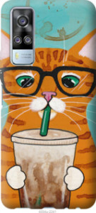 Чехол Зеленоглазый кот в очках для Vivo Y51 2020