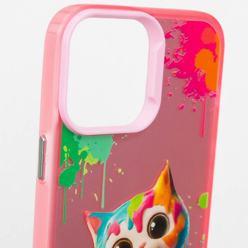 TPU+PC чехол TakiTaki Graffiti magic glow для Apple iPhone 15 (6.1") (Colorful cat / Pink) в магазине vchehle.ua