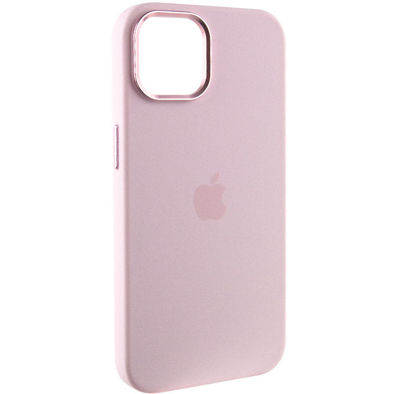 Чехол Silicone Case Metal Buttons (AA) для Apple iPhone 14 (6.1") (Розовый / Chalk Pink)