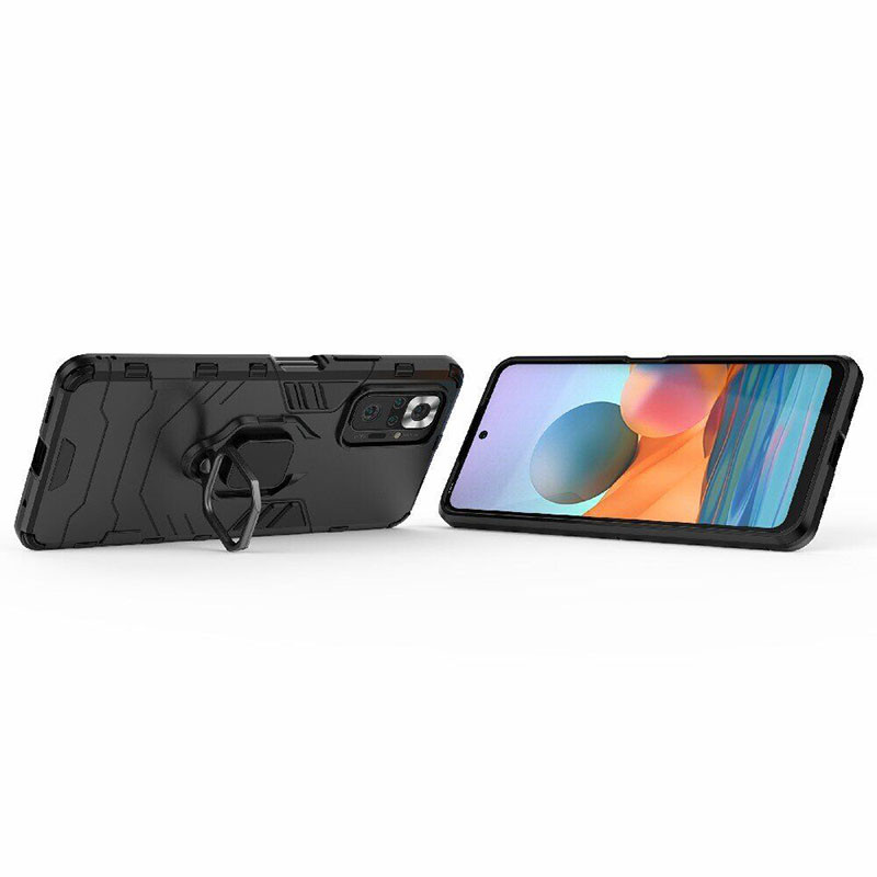 Фото Ударопрочный чехол Transformer Ring for Magnet для Xiaomi Redmi Note 10 Pro / 10 Pro Max (Черный / Soul Black) в магазине vchehle.ua