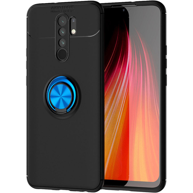 

TPU чехол Deen ColorRing под магнитный держатель (opp) для Xiaomi Redmi 9 (Черный / Синий) 916856