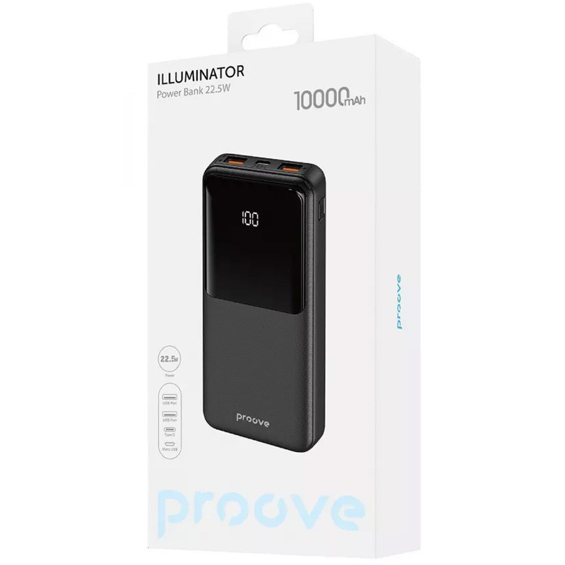 Фото Портативное ЗУ Proove Illuminator 22.5W 10000 mAh (Black) в магазине vchehle.ua