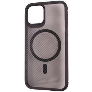 TPU+PC чехол iPaky Carbone Clear case with Magnetic safe для iPhone 12
