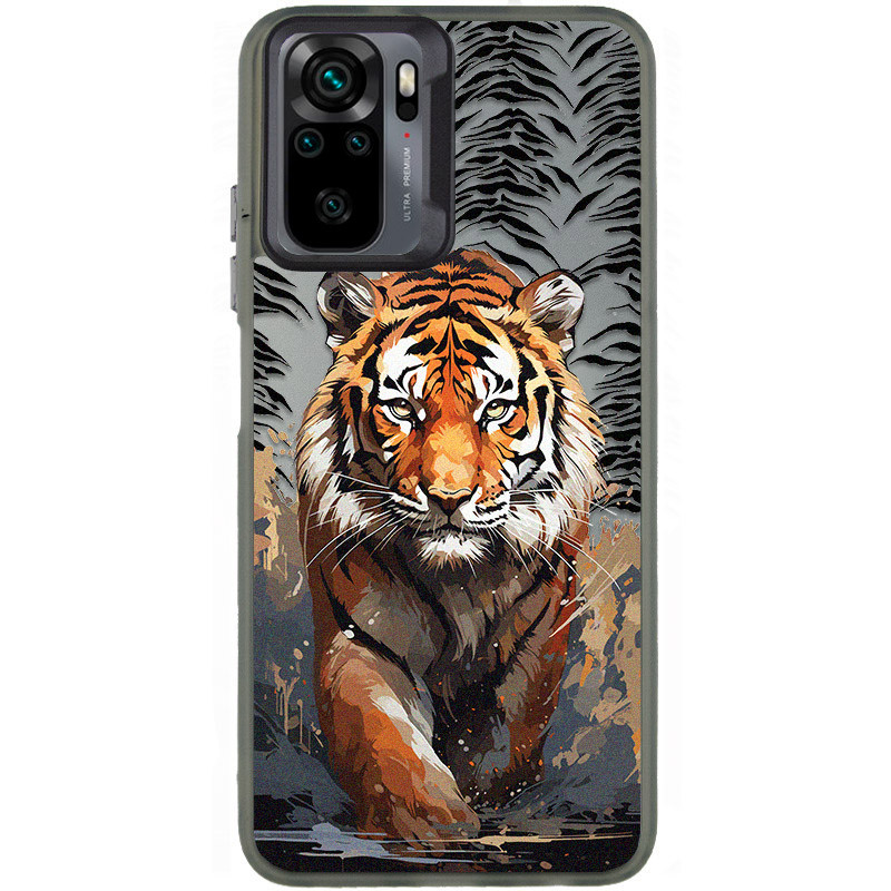 TPU+PC чехол TakiTaki Magic glow для Xiaomi Redmi Note 10 / Note 10s (Tiger / Black)