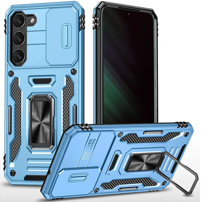 Ударопрочный чехол Camshield Army Ring для Samsung Galaxy S23 (Голубой / Light Blue)