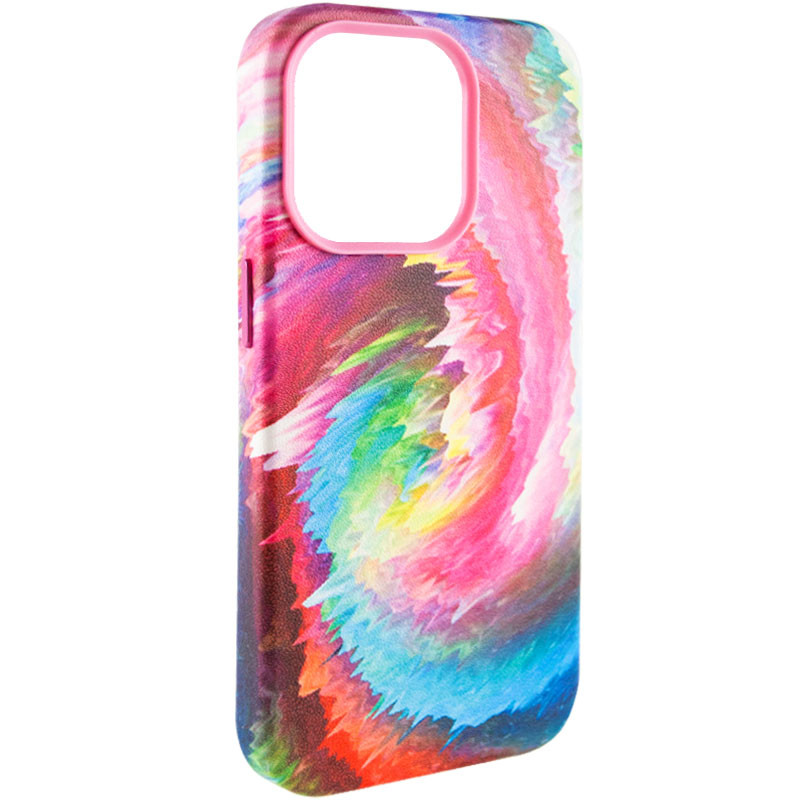 Фото Шкіряний чохол Colour Splash with Magnetic Safe на Apple iPhone 13 Pro (6.1") (Pink / Blue) на vchehle.ua