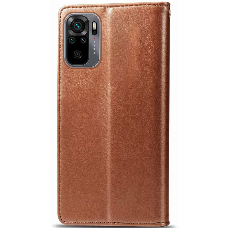 Шкіряний чохол-книжка GETMAN Gallant (PU) для Xiaomi Redmi Note 10 / Note 10s (Коричневий) в магазині vchehle.ua